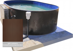 Бассейн морозоустойчивый овальный ЛАГУНА 4.0х3.0х1.25м вкапываемый ТМ 827 - шоколад (скиммер, форсунка) 